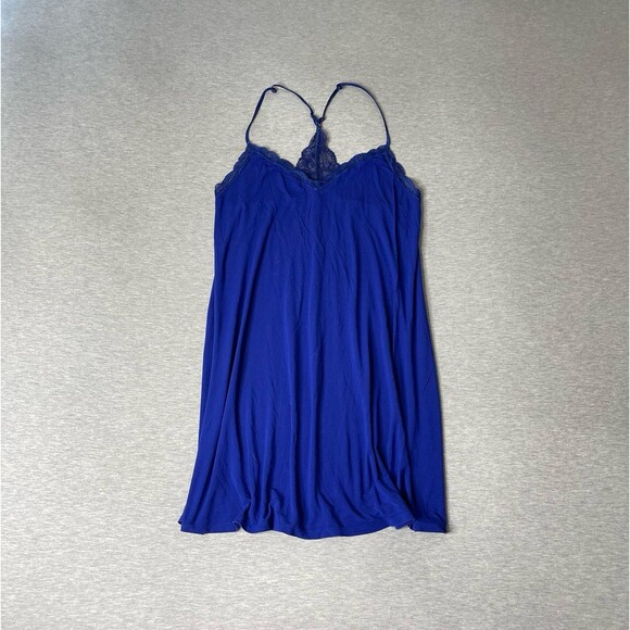Victoria's Secret Cobalt Blue Lace Trim Modal Slip Dress - Picture 1 of 10